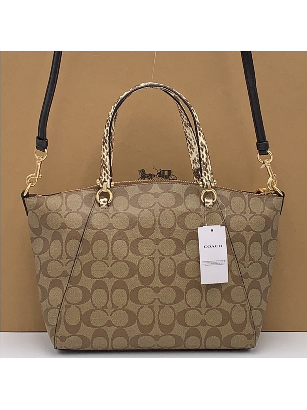 COACH Prairie Satchel / Shoulder In Colorblock
Signature Canvas Khaki/Black - Picture 4 of 16